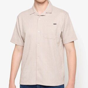 Signal Clothing Beige with White Striped Textured Shirt